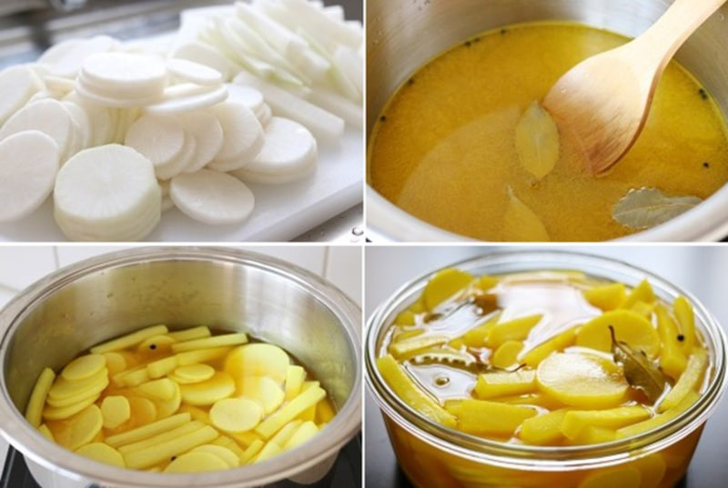 Phần nước của cải chính là bí quyết của cách làm củ cái muối chua ngọt theo vị Hàn