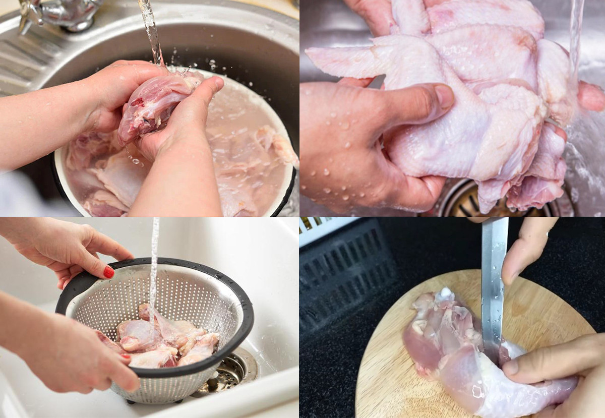 Thịt gà được sơ chế sạch sẽ trước khi đem tẩm ướp gia vị