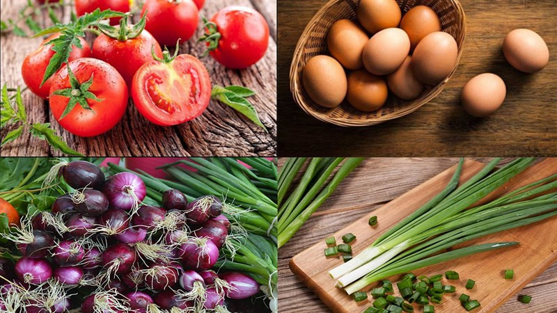 Các nguyên liệu cần cho cách làm canh cà chua trứng