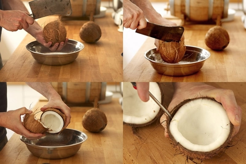 Sơ chế dừa là công đoạn tốt nhiều thời gian nhất trong cách làm nước cốt dừa ăn chè